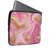 Roze vloeistof met gouden strepen laptop sleeve (Voorkant Rechts)