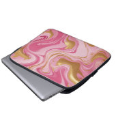Roze vloeistof met gouden strepen laptop sleeve (Voorkant onderkant)