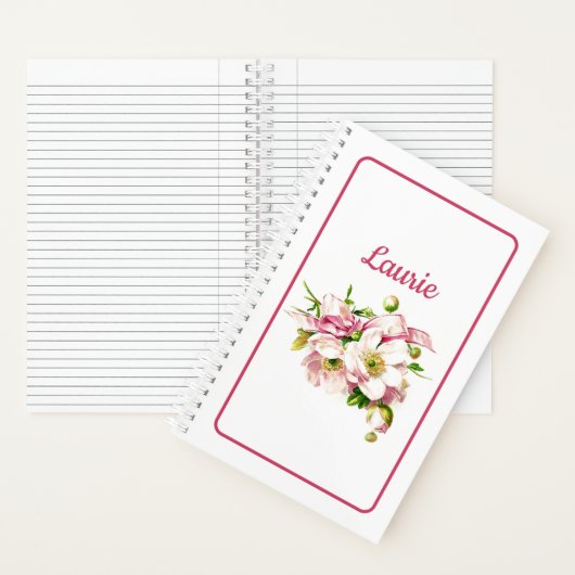 Roze  Vloer Bouquet Name Notitieboek (Binnen)