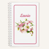 Roze  Vloer Bouquet Name Notitieboek (Voorkant)