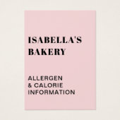 Roze voedingsallergie Calorie-informatie QR-code-K Visitekaartje (Voorkant)