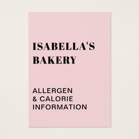 Roze voedingsallergie Calorie-informatie QR-code-K Visitekaartje (Voorkant)