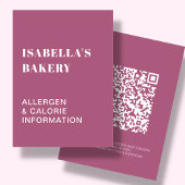 Roze voedingsallergie Calorie-informatie QR-code-K Visitekaartje