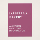 Roze voedingsallergie Calorie-informatie QR-code-K Visitekaartje (Voorkant)