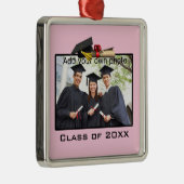 Roze Voeg je foto toe / Jaar Afstuderen Metalen Ornament (Rechts)