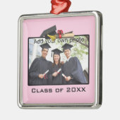 Roze Voeg je foto toe / Jaar Afstuderen Metalen Ornament (Links)