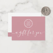Roze Voeg je Logo-minimalistische cadeaubon toe Notitiekaartje (Voorkant / Achterkant in situ)