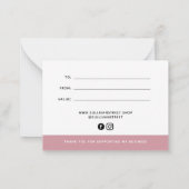 Roze Voeg je Logo-minimalistische cadeaubon toe Notitiekaartje (Achterkant)