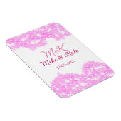 Roze voeg koppel naam datum monogram glitters schi magneet (Rechterzijde)