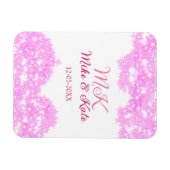 Roze voeg koppel naam datum monogram glitters schi magneet (Horizontaal)