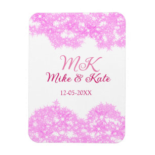 Roze voeg koppel naam datum monogram glitters schi magneet