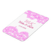 Roze voeg koppel naam datum monogram glitters schi magneet (Linkerzijde)