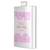 Roze voeg koppelnaam datum monogram glitter sparkl flacon (Links)