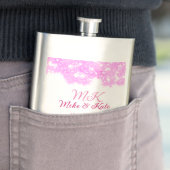 Roze voeg koppelnaam datum monogram glitter sparkl flacon (Voorbeeld)