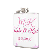 Roze voeg koppelnaam datum monogram glitter sparkl heupfles (Links)