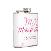 Roze voeg koppelnaam datum monogram glitter sparkl heupfles (Rechts)