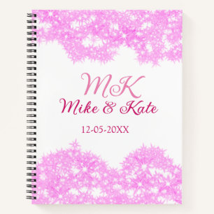 Roze voeg koppelnaam datum monogram glitter sparkl notitieboek
