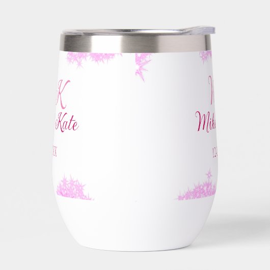 Roze voeg stel naam datum monogram glitters schitt (Links)