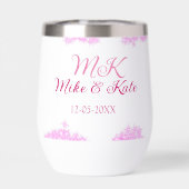 Roze voeg stel naam datum monogram glitters schitt (Achterkant)