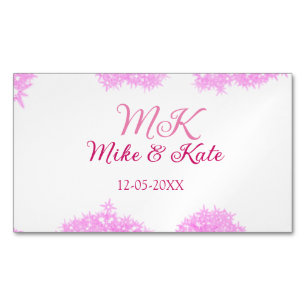 Roze voeg stel naam datum monogram glitters schitt magnetisch visitekaartje