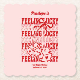 Roze Voelt Gelukkig Meisjes Uitstapje Party Coaste Kartonnen Onderzetters