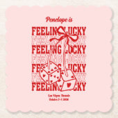 Roze Voelt Gelukkig Verloofd Feestparty Onderzette Kartonnen Onderzetters (Voorkant)