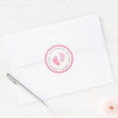 Roze Voetafdruk Baby shower Retouradreslabel Ronde Sticker (Envelop)