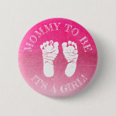Roze Voetafdruk Meisje Baby shower Button (Voorkant)
