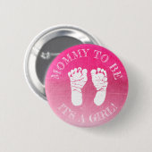 Roze Voetafdruk Meisje Baby shower Button (Voorkant /achterkant)