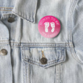 Roze Voetafdruk Meisje Baby shower Button (In situ)