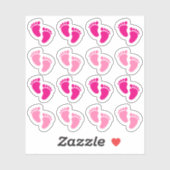 Roze voetafdruk van baby meisje aankondiging voor  sticker (Vel)