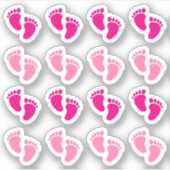Roze voetafdruk van baby meisje aankondiging voor  sticker (Voorkant)