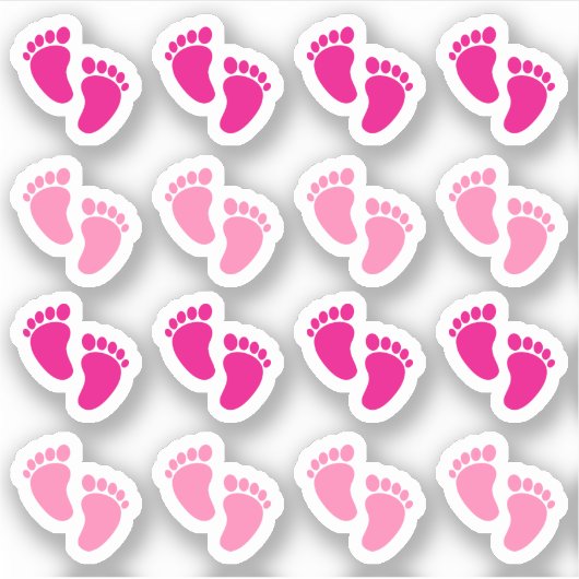 Roze voetafdruk van baby meisje aankondiging voor  sticker (Voorkant)