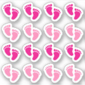 Roze voetafdruk van babymeisje aankondiging geboor sticker (Voorkant)