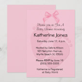 Roze Voetafdrukken Baby Douche Uitnodigingen (Voorkant / Achterkant)