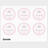 Roze Voetafdrukken Baby shower Scallopped Gast Fav Ronde Sticker (Vel)