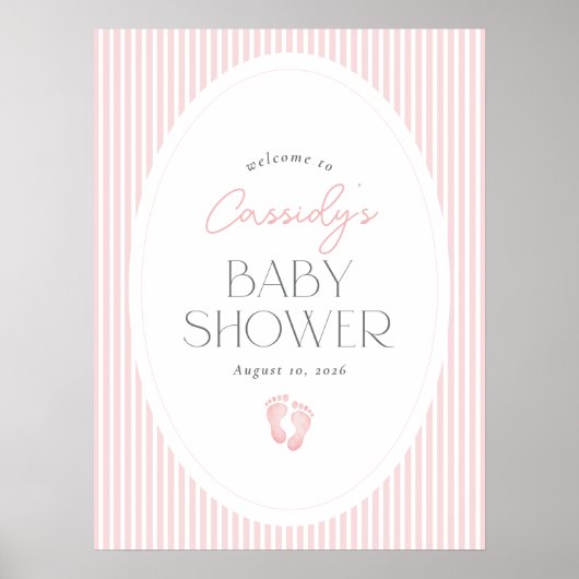  Roze Voetafdrukken Baby shower Welkomstbord Poster (Voorkant)