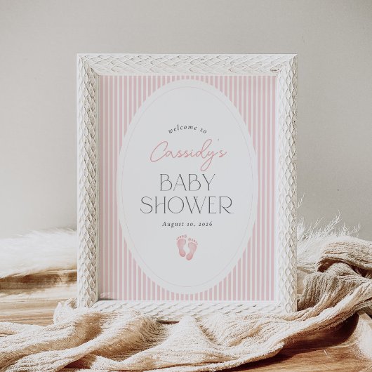  Roze Voetafdrukken Baby shower Welkomstbord Poster