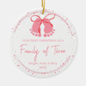 Roze Voetafdrukken Feestelijke Winter Design Patro Keramisch Ornament (Voorkant)