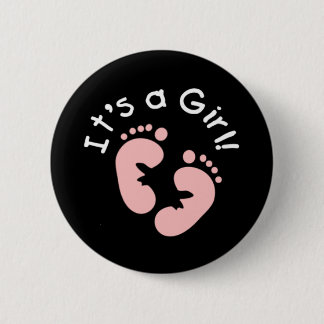 Roze voetafdrukken Het is een meisje Ronde Button 5,7 Cm