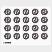 Roze voetafdrukken ronde sticker (Vel)