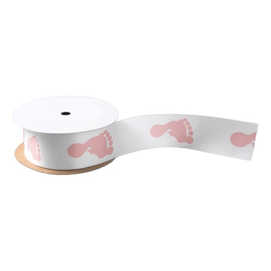 Roze voetafdrukken Satin Ribbon Satijnen Lint (Spoel)