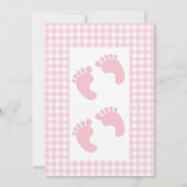 Roze voetafdrukken Twins Shower-uitnodiging Kaart (Achterkant)