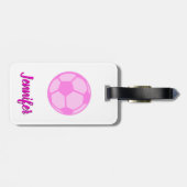 Roze Voetbal Aangepaste naam Bagagelabel (Achterkant horizontaal)