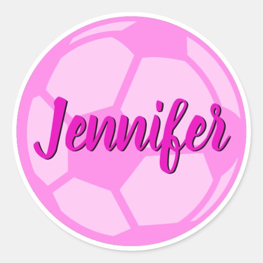 Roze Voetbal Aangepaste naam Ronde Sticker (Voorkant)