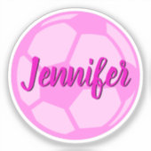 Roze Voetbal Aangepaste naam Sticker (Voorkant)