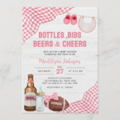 Roze Voetbal Baby Borrel Kaart (Voorkant)