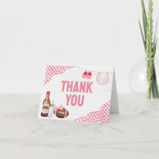 Roze Voetbal Baby Shower Bedankkaart (Voorkant)