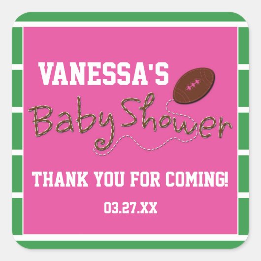 ROZE VOETBAL BABYSHOWER TYPOGRAFIE Sticker Label (Voorkant)