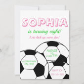 Roze Voetbal Birthday Uitnodiging voor meisjes (Voorkant)